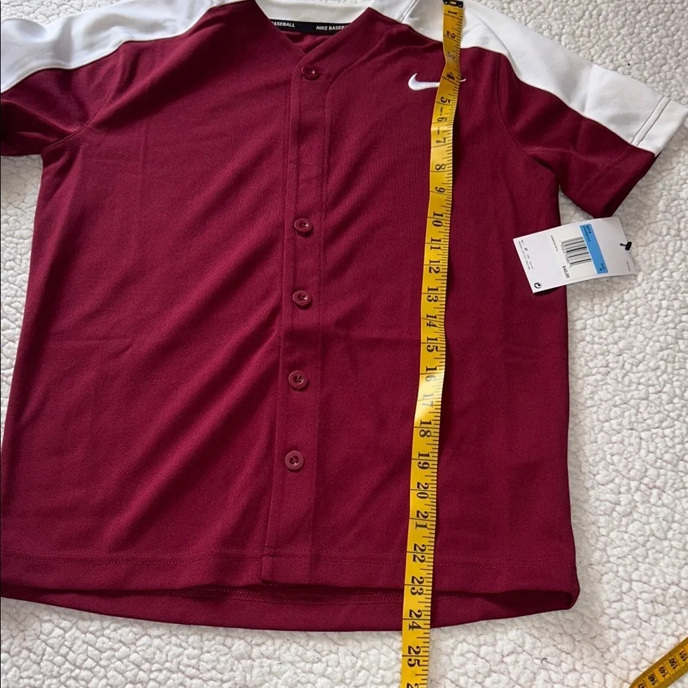 Nike Kids Burgundy and White Button Down Shirt